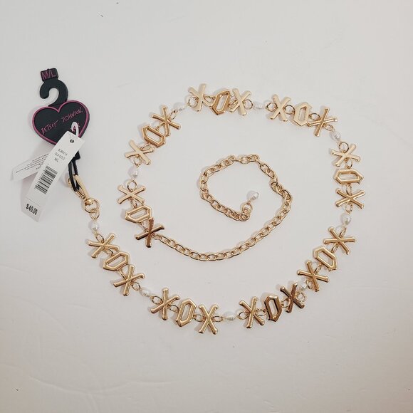 Betsey Johnson XOX Gold Chain Belt with Pearls – NWT - Picture 2 of 5